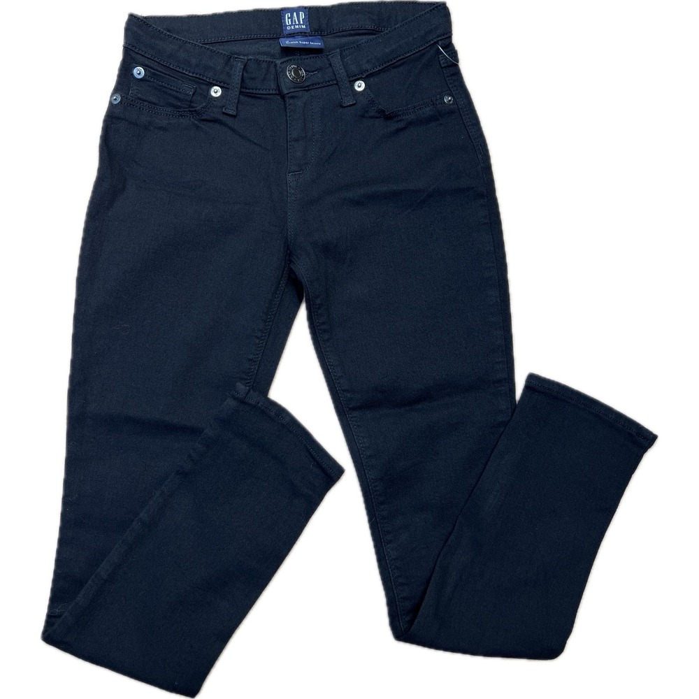 NWT GAP Girls 10 Super Skinny Jeans Black Stretch